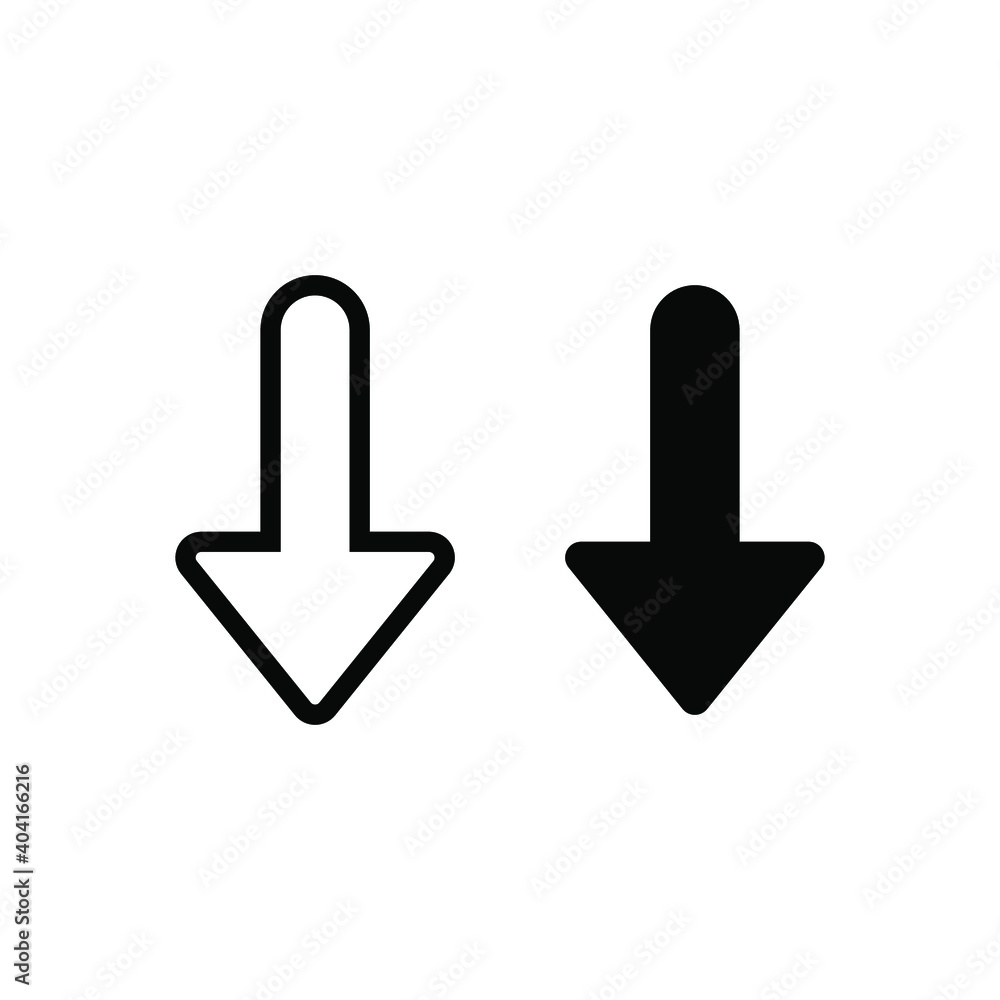 Down arrow icon. Line and glyph style for web template and app. Vector illustration design on white background. EPS 10 Down arrow icon. Line and glyph style for web template and app. Vector illustration design on white background. EPS 10