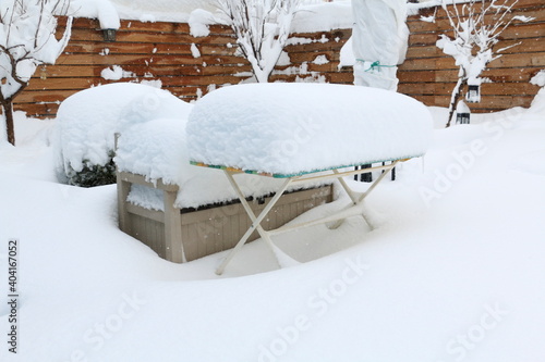 Wallpaper Mural accumulated snow on a table. The storm Filomena leaves half a meter of snow in Madrid Torontodigital.ca