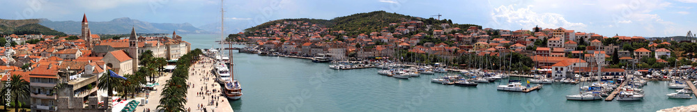 Trogir panorama in summer, city views, sea