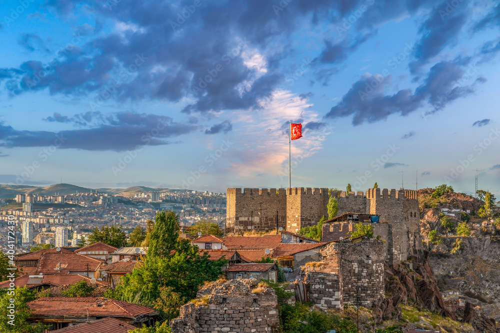 Obraz premium Ankara Castle is a popular tourist attraction.