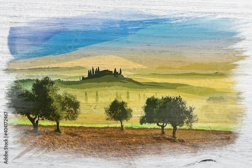 Watercolor painting of gree...