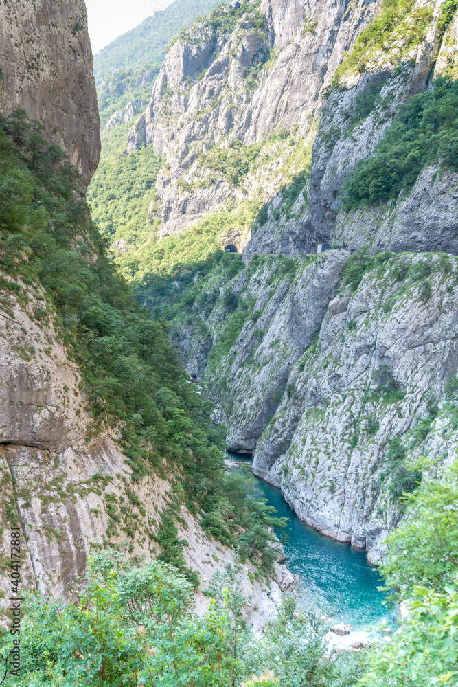 Tara river flowing in the canyon at sunrise Tara river flowing in the canyon at sunrise
