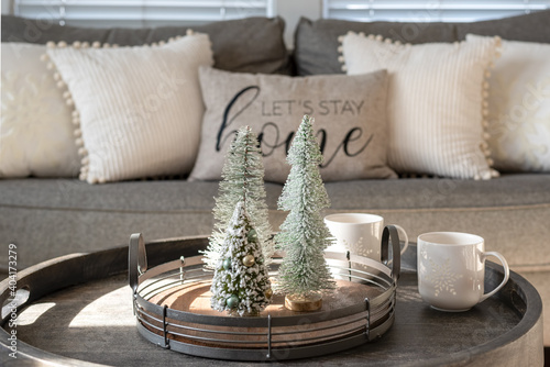 Winter home decor in a stylish cozy room