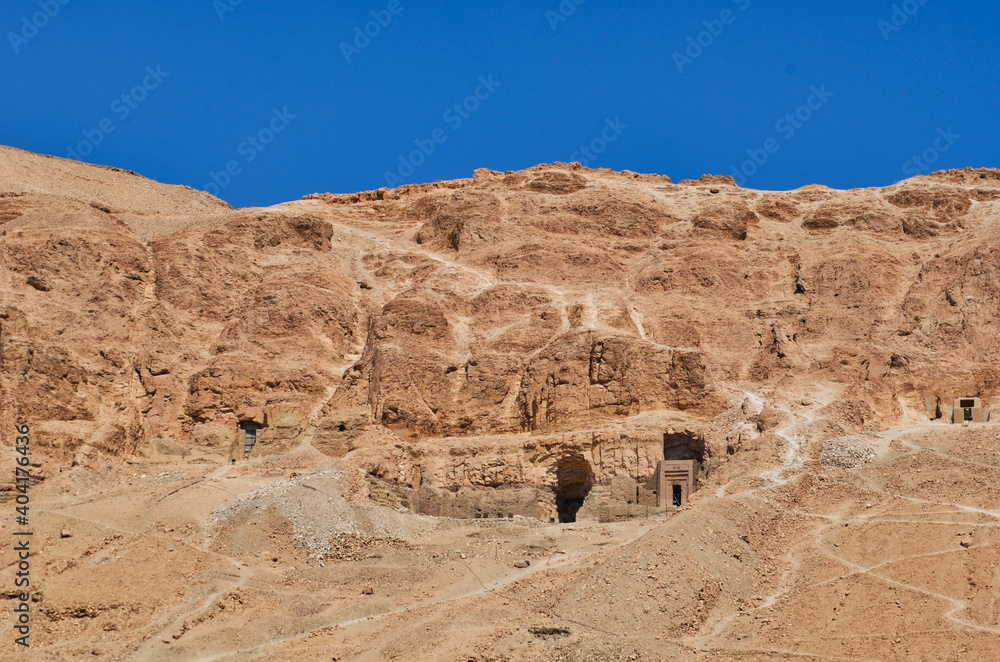 Trails up the Valley of the Kings Hillside in Egypt