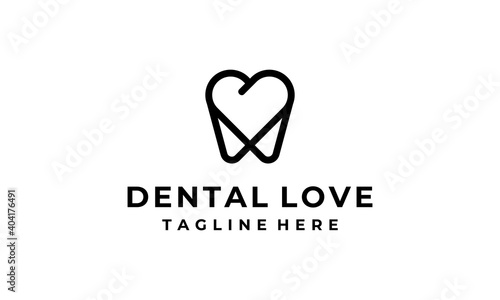 love heart dental tooth teeth logo design template
