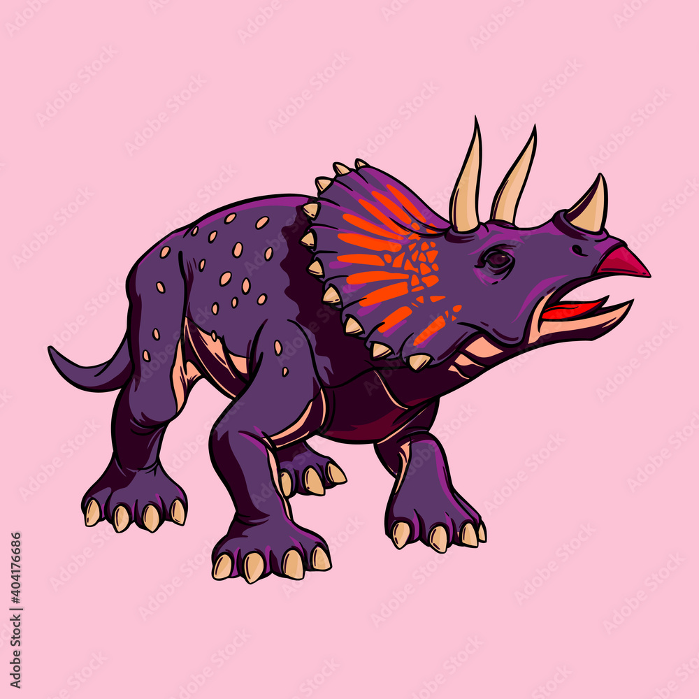 Color cartoon drawing of Hadrosaurus dinosaur for printing. Illustration for children. Vector clipart