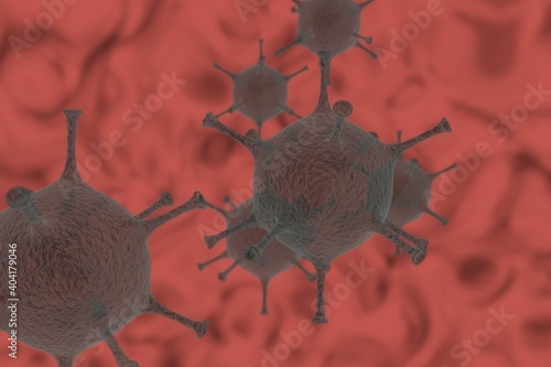 3D rendering red virus