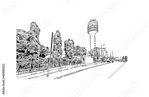Building view with landmark of Dar es Salaam
City in Tanzania. Hand drawn sketch illustration in vector.