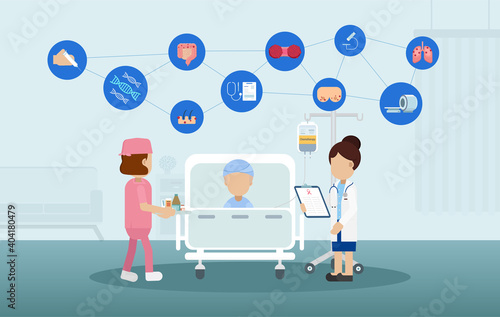 Chemotherapy room with icons