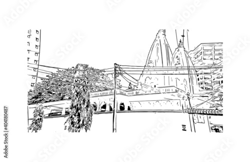 Building view with landmark of Dar es Salaam
City in Tanzania. Hand drawn sketch illustration in vector.