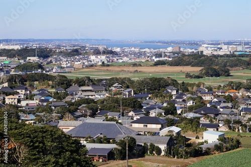 地球の丸く見える丘からの眺望（銚子駅・利根川方面）