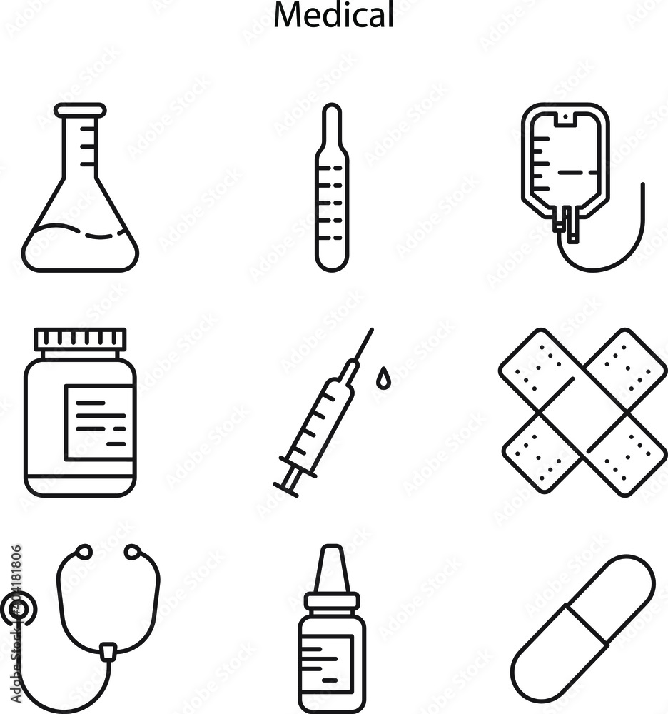 Labelling Medical Icon Vector illustration Set of medical icons. medical icon isolated on ...