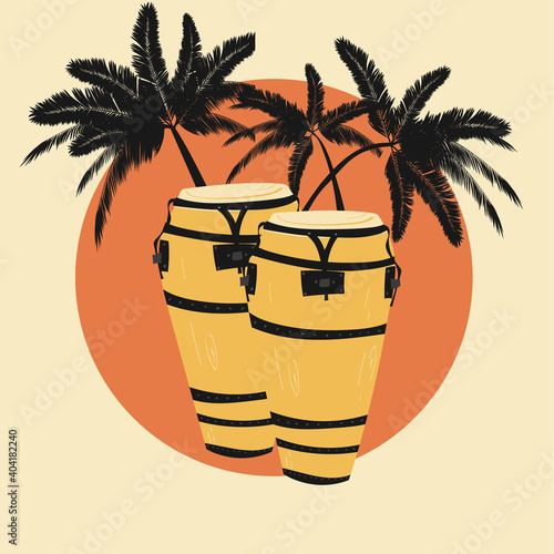 Hand drawn style vector illustraction of musical instrument - congas