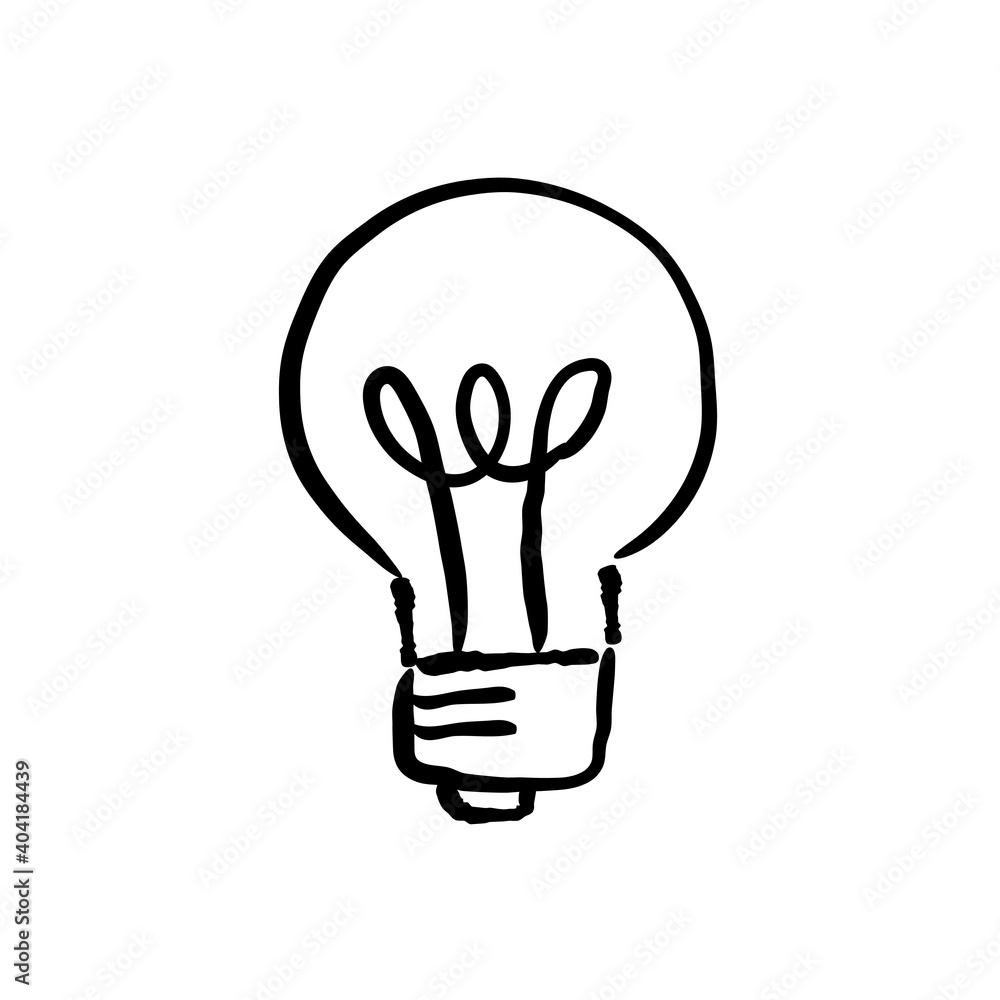 Hand drawn lightbulb. Idea and solution icon doodle. Handmade illustration of electric lamp. Hand drawn lightbulb. Idea and solution icon doodle. Handmade illustration of electric lamp.