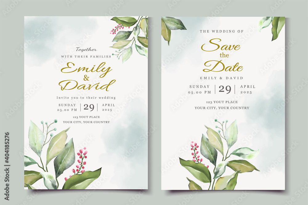Watercolor Floral Invitation Card Set