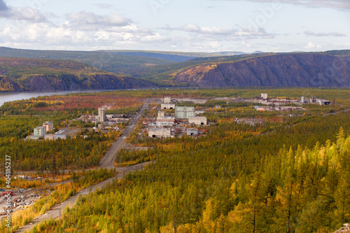 Wallpaper Mural Production buildings of the plant in the north of Russia among the tundra and mountains Torontodigital.ca