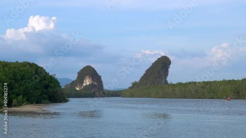 Khao Khanab Nam mountain and river, Krabi city famous landmark, Thailand photo