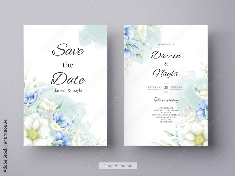 Fototapeta premium Set of beautiful floral wedding invitation templates