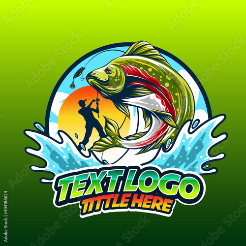 templeate logo  fishing in the wave