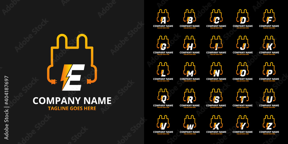 Set Flash initial letter Logo Icon Template. Illustration vector ...