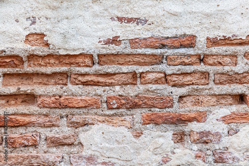 Old red and white brick wall texture and background