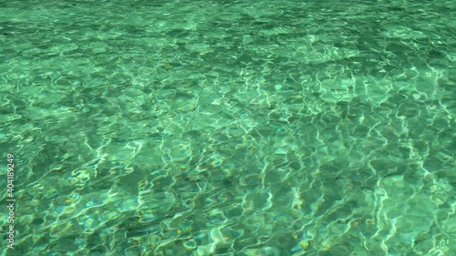 Beautiful crystal clear Emerald Pool, or Sa Morakot, famous natural swimming place and tourist destination, Krabi, Thailand