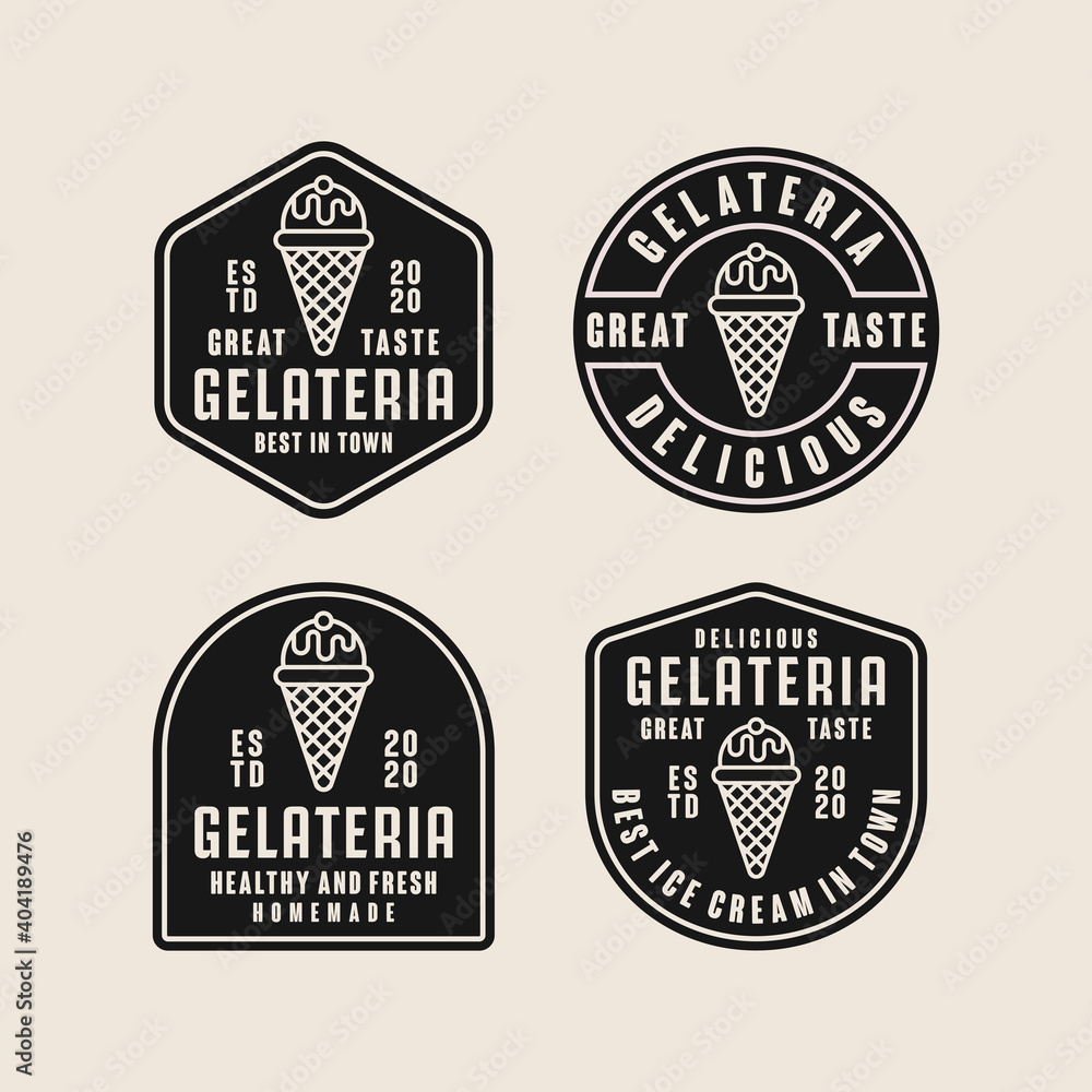 Gelateria ice cream design logo collection