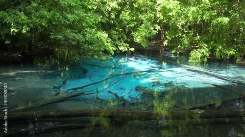 Blue Pool, turquoise crystal clear spring hidden in middle of forest, Krabi, Thailand