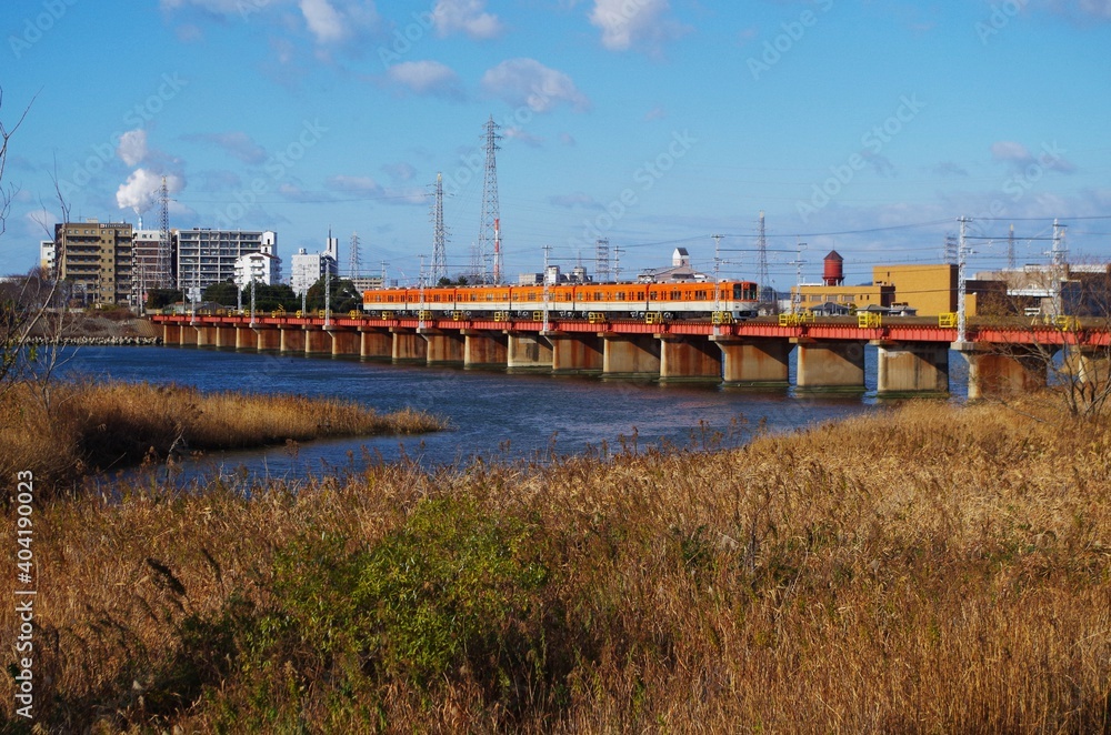 山陽電車と鉄橋 山陽電車と鉄橋