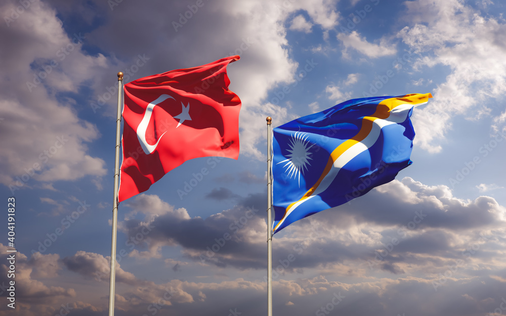 Flags of Marshall Islands and Turkey. Flags of Marshall Islands and Turkey.