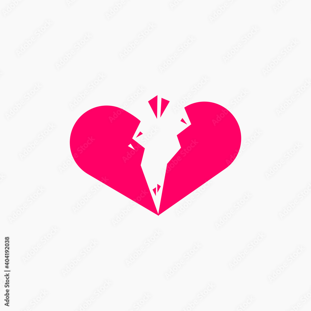 Broken Heart Love Crack Illustration Vector Template Broken Heart Love Crack Illustration Vector Template
