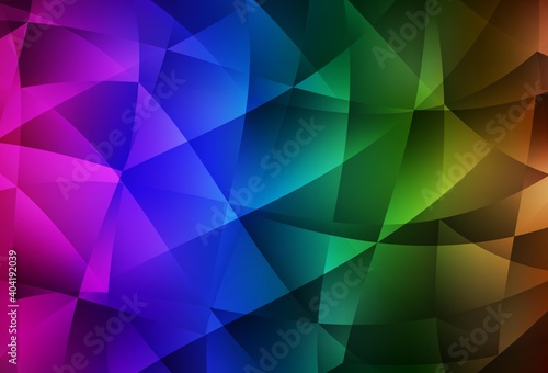 Dark Multicolor vector shining triangular backdrop.