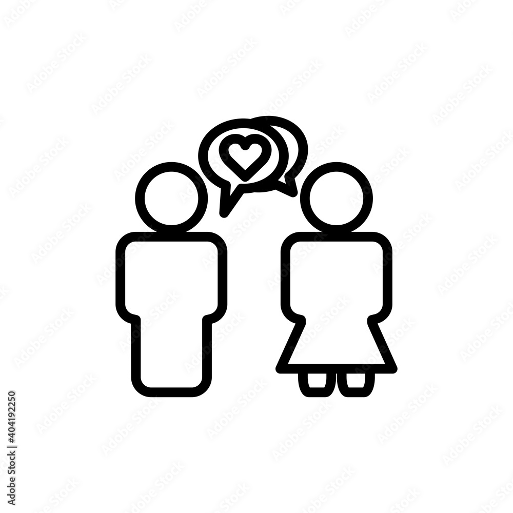 People line icon with chat and heart. simple design editable. Design template vector People line icon with chat and heart. simple design editable. Design template vector