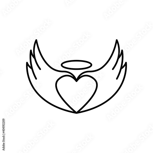 Heart line icon with angel wing. simple design editable. Design template vector