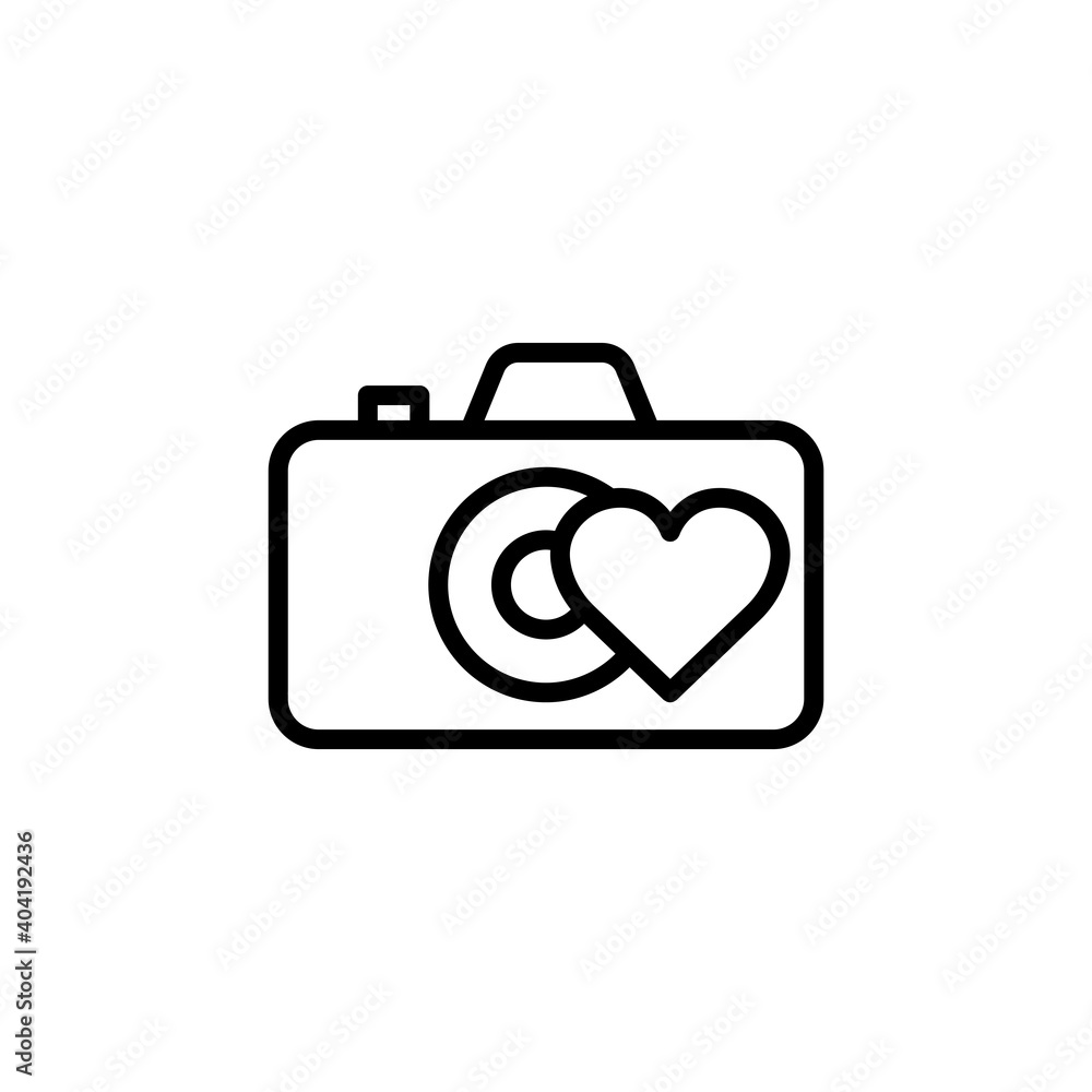 Camera line icon with heart. simple design editable. Design template vector Camera line icon with heart. simple design editable. Design template vector