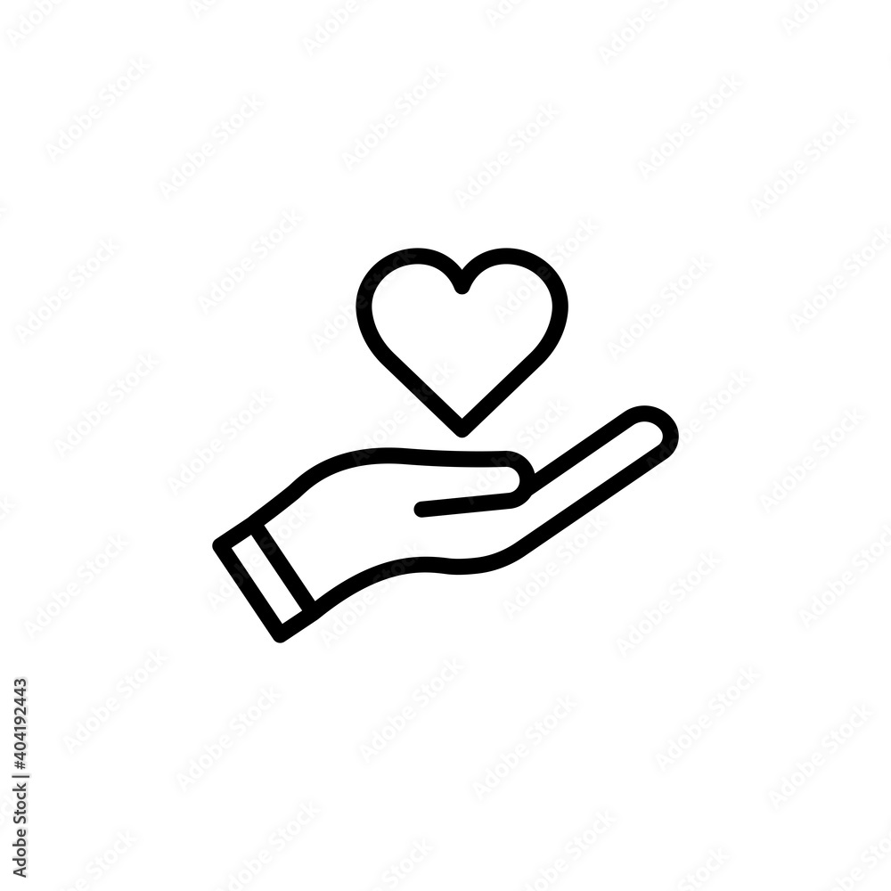 Hand line icon with heart. symbol of love. simple design editable. Design template vector Hand line icon with heart. symbol of love. simple design editable. Design template vector