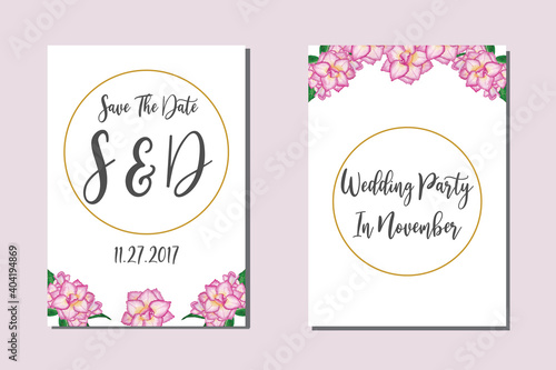 Wedding Invitation - Adenium Flower frame set  flowers  leaves  watercolor  isolated