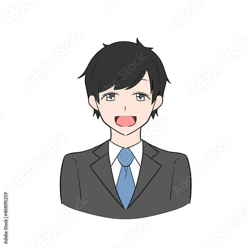 グレーのスーツを着たビジネスマン　笑顔　会社員