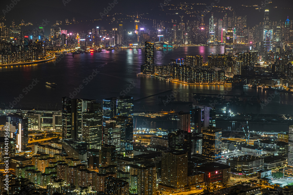 Victoria Harbour as seen from the top of Kowloon peak