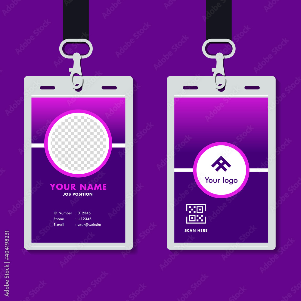 professional corporate id card template, elegant purple id card design with realistic mockup professional corporate id card template, elegant purple id card design with realistic mockup