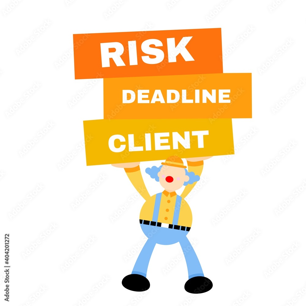 stress clown take risk deadline client risk cartoon doodle vector illustration flat design style stress clown take risk deadline client risk cartoon doodle vector illustration flat design style