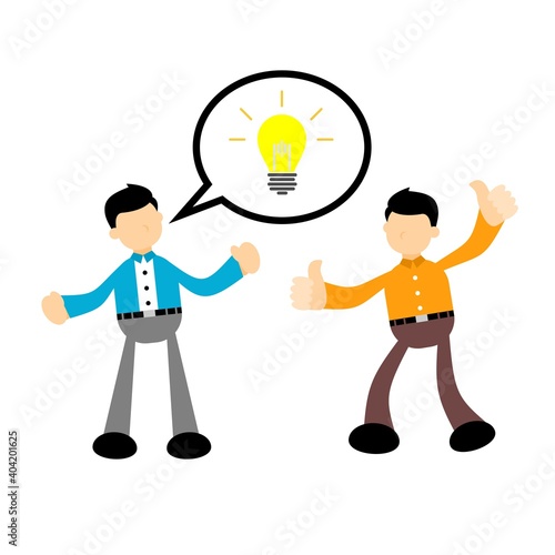 businessman worker with pointing to the bulb cartoon doodle. Idea concept flat design style vector illustration 