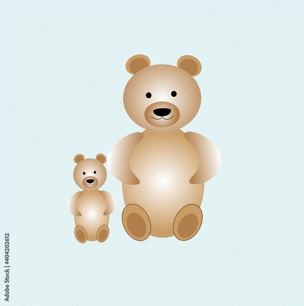 Obraz premium large and small brown bears isolated on a blue background, can be used for the design of cards for mother's day, valentine's day