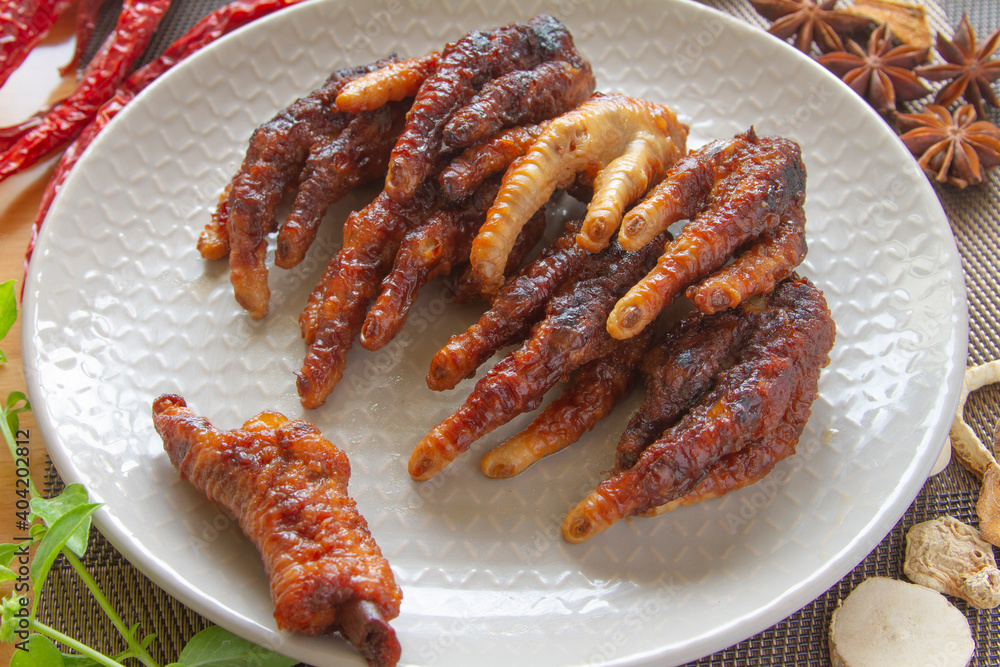 Dim Sum chicken feet close up. Chinese food. Dim Sum chicken feet close up. Chinese food.