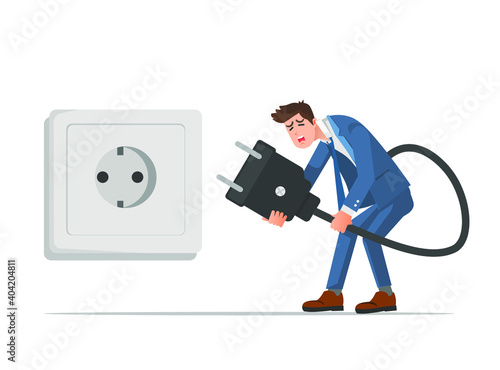 a businessman running out of energy