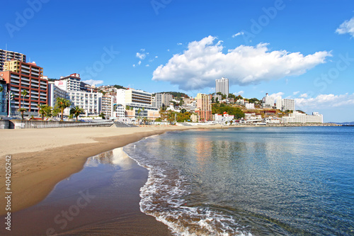 Photography Atami Sun Beach on the Izu Peninsula, Shizuoka Prefecture, Japan.