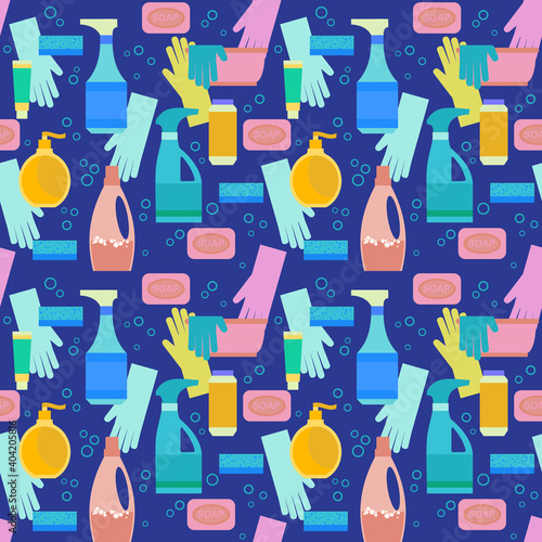Bottles of household chemicals pattern