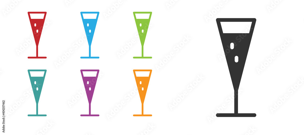 Black Glass of champagne icon isolated on white background. Set icons colorful. Vector Illustration. Black Glass of champagne icon isolated on white background. Set icons colorful. Vector Illustration.