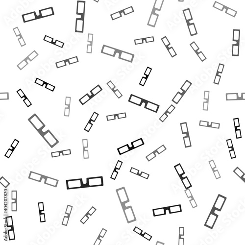Black cinema glasses icon isolated seamless pattern on white background. Vector Illustration.
