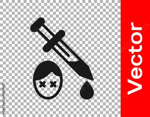 Black Sword with blood icon isolated on transparent background. Medieval weapons knight and soldier. Symbol of murder. Vector.